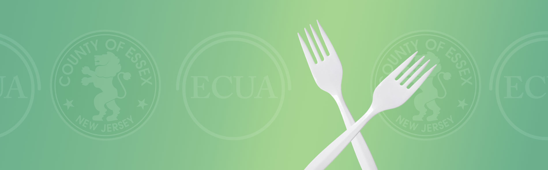 2 plastic forks on a green background